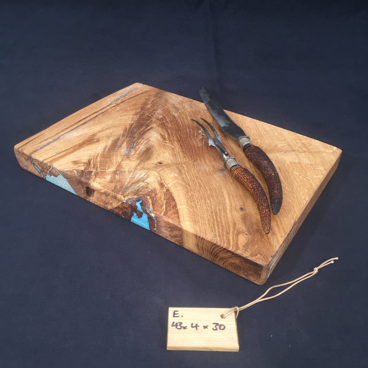 Oak Chopping Board. (Square Edged with resin detailing.)E 43x31x4cm