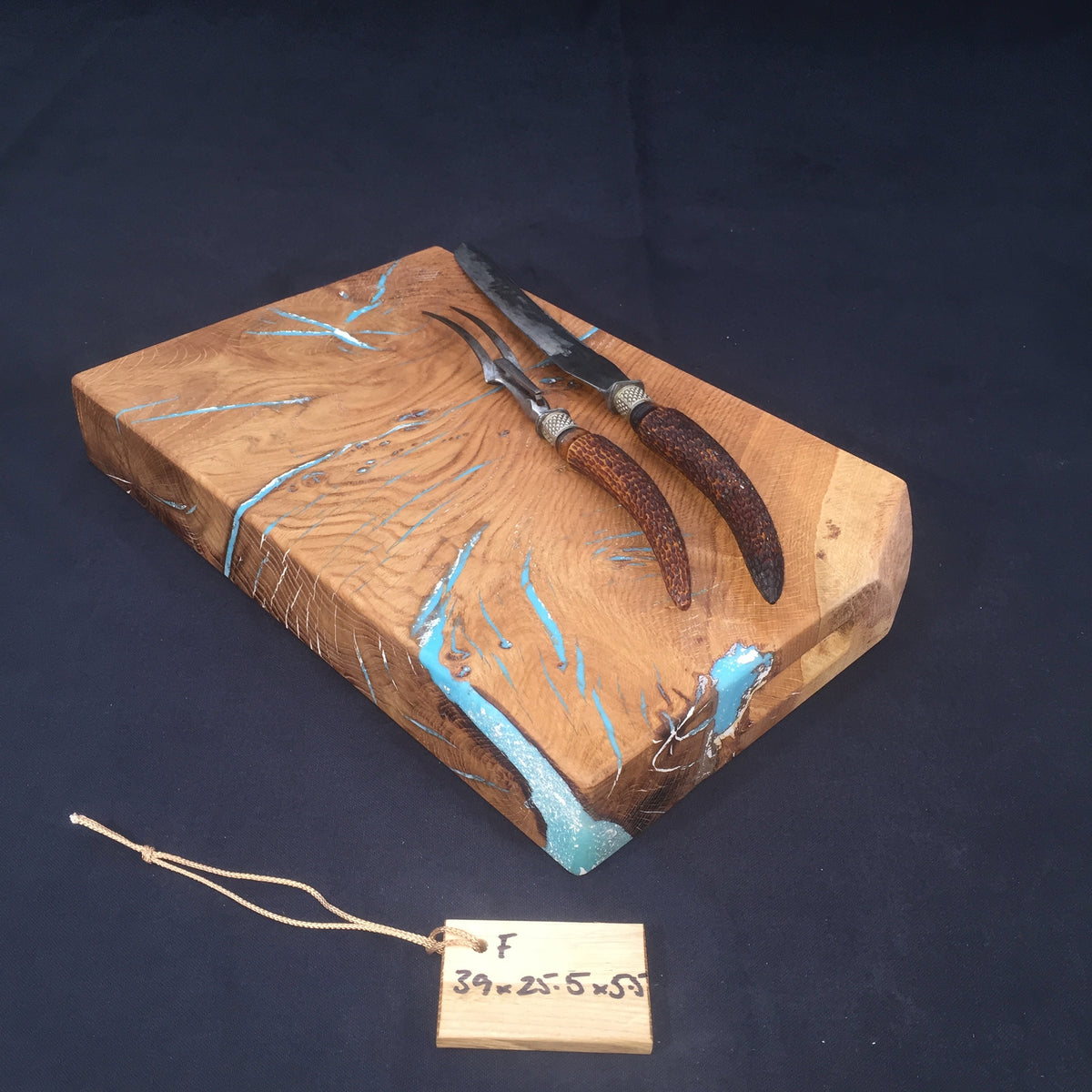 Oak Chopping Board. (Square Edged with resin detailing.)F 39x29.5x5.5cm