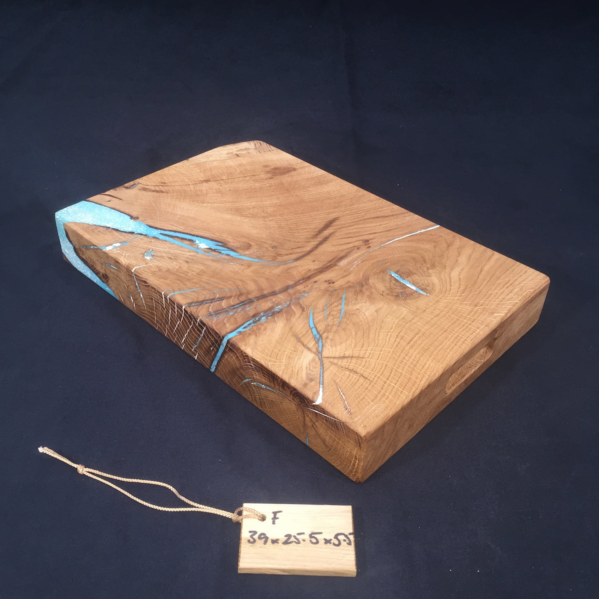 Oak Chopping Board. (Square Edged with resin detailing.)F 39x29.5x5.5cm