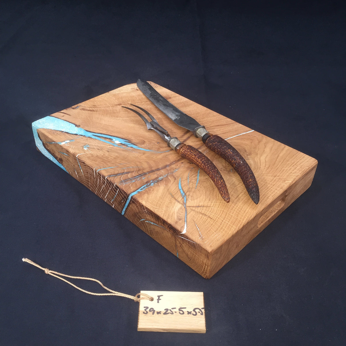 Oak Chopping Board. (Square Edged with resin detailing.)F 39x29.5x5.5cm