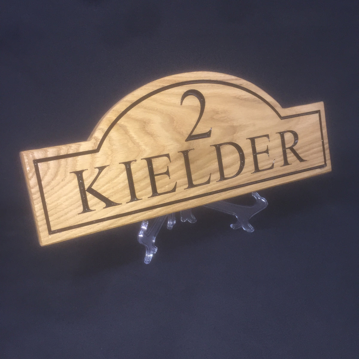 Solid Oak Half-Crescent House Name Sign (L 49cm : H 19.5cm : D 2.5cm.)