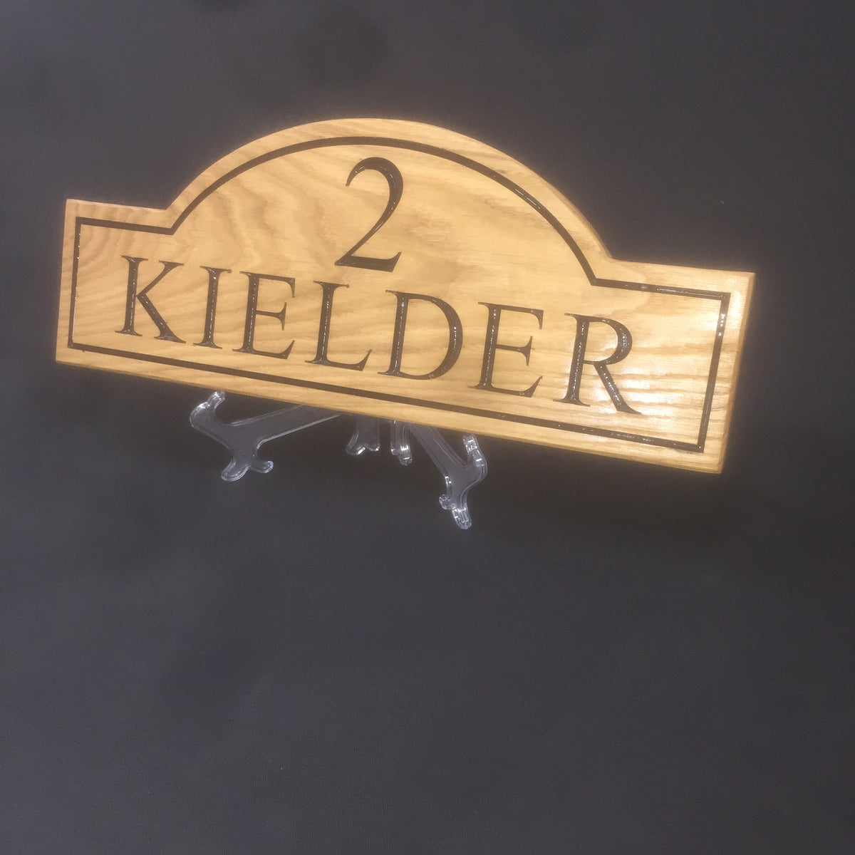 Solid Oak Half-Crescent House Name Sign (L 49cm : H 19.5cm : D 2.5cm.)