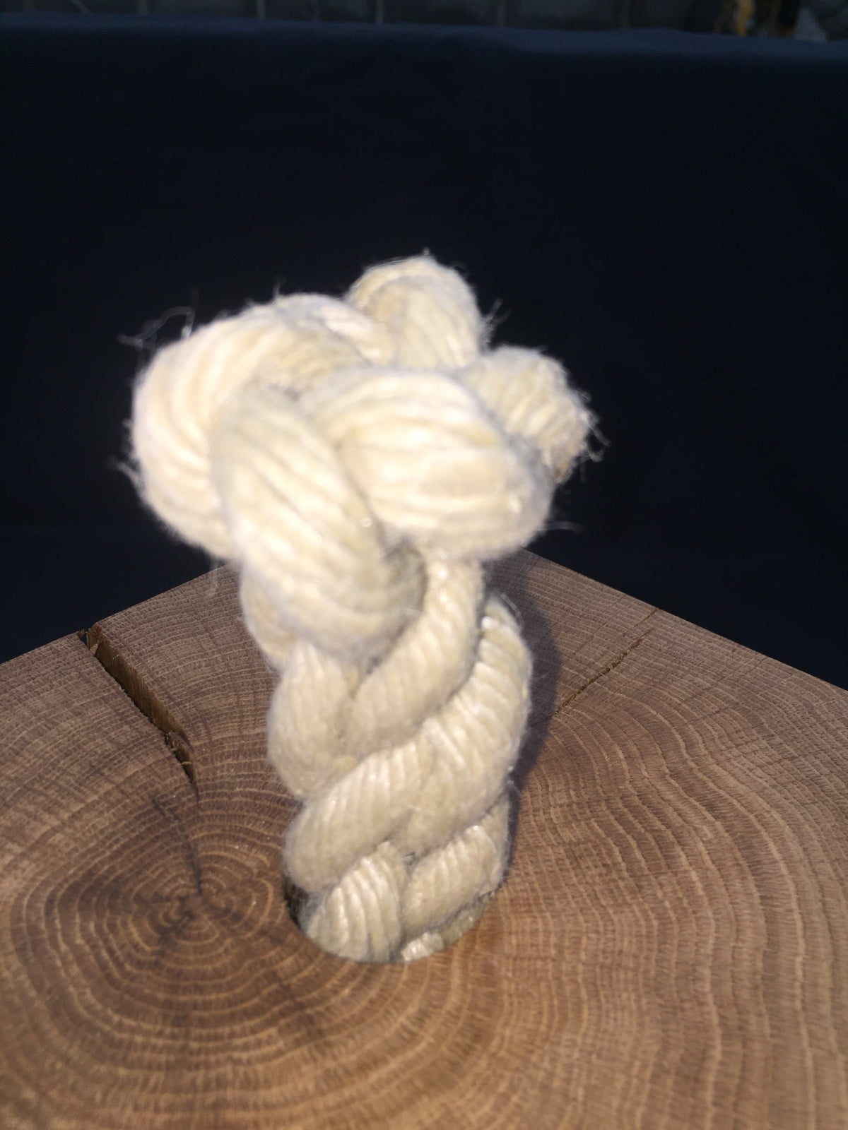 Solid Green Oak Doorstop with Hand Spliced Rope Handle &amp; Rubber Feet (large)