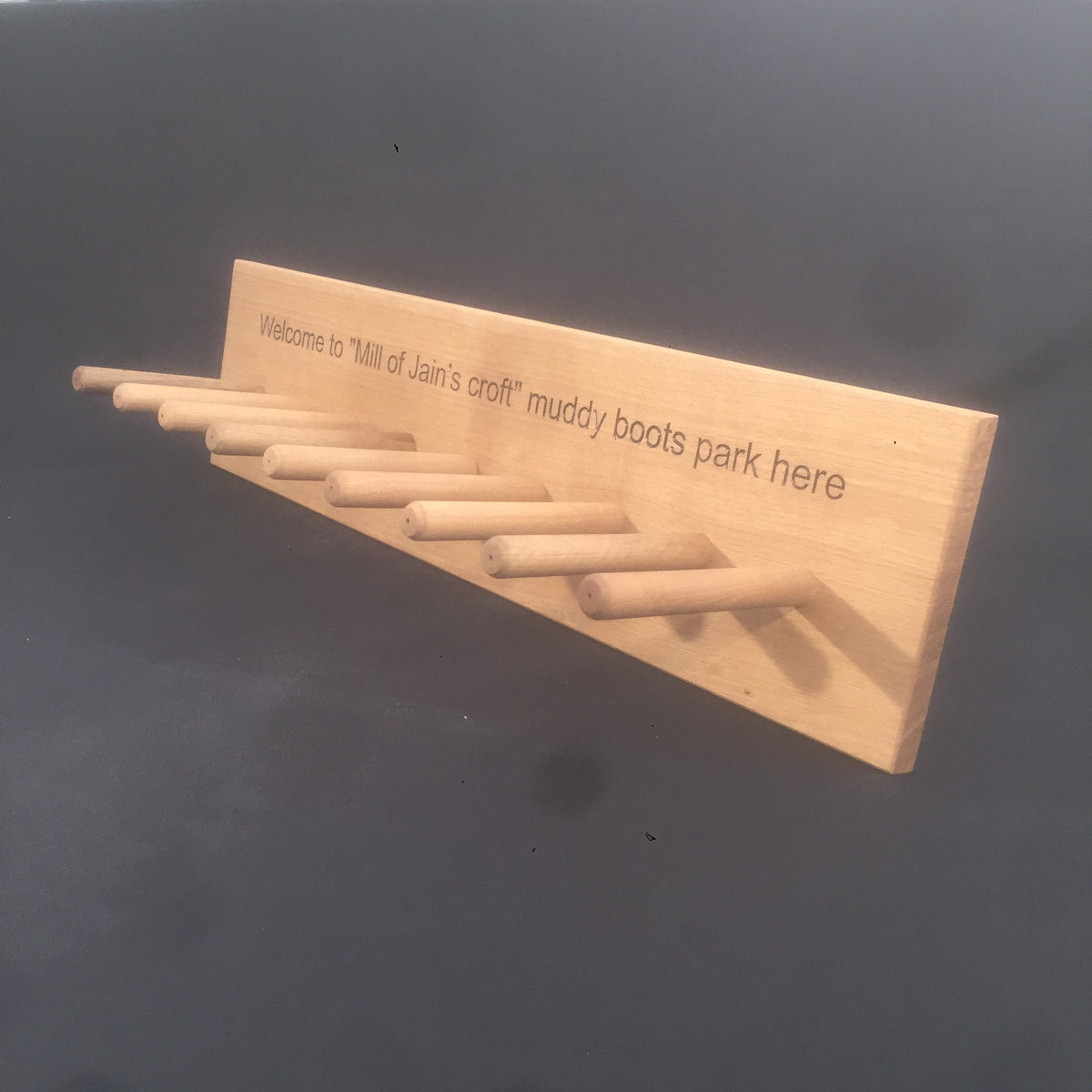 9 PEG Solid Oak Boot Rack