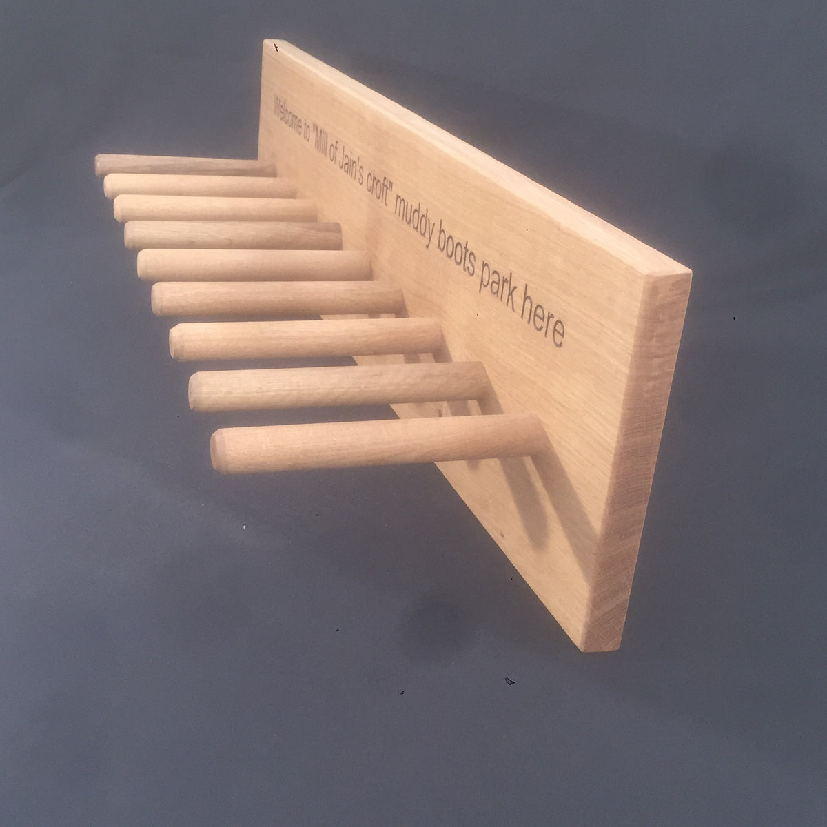 9 PEG Solid Oak Boot Rack