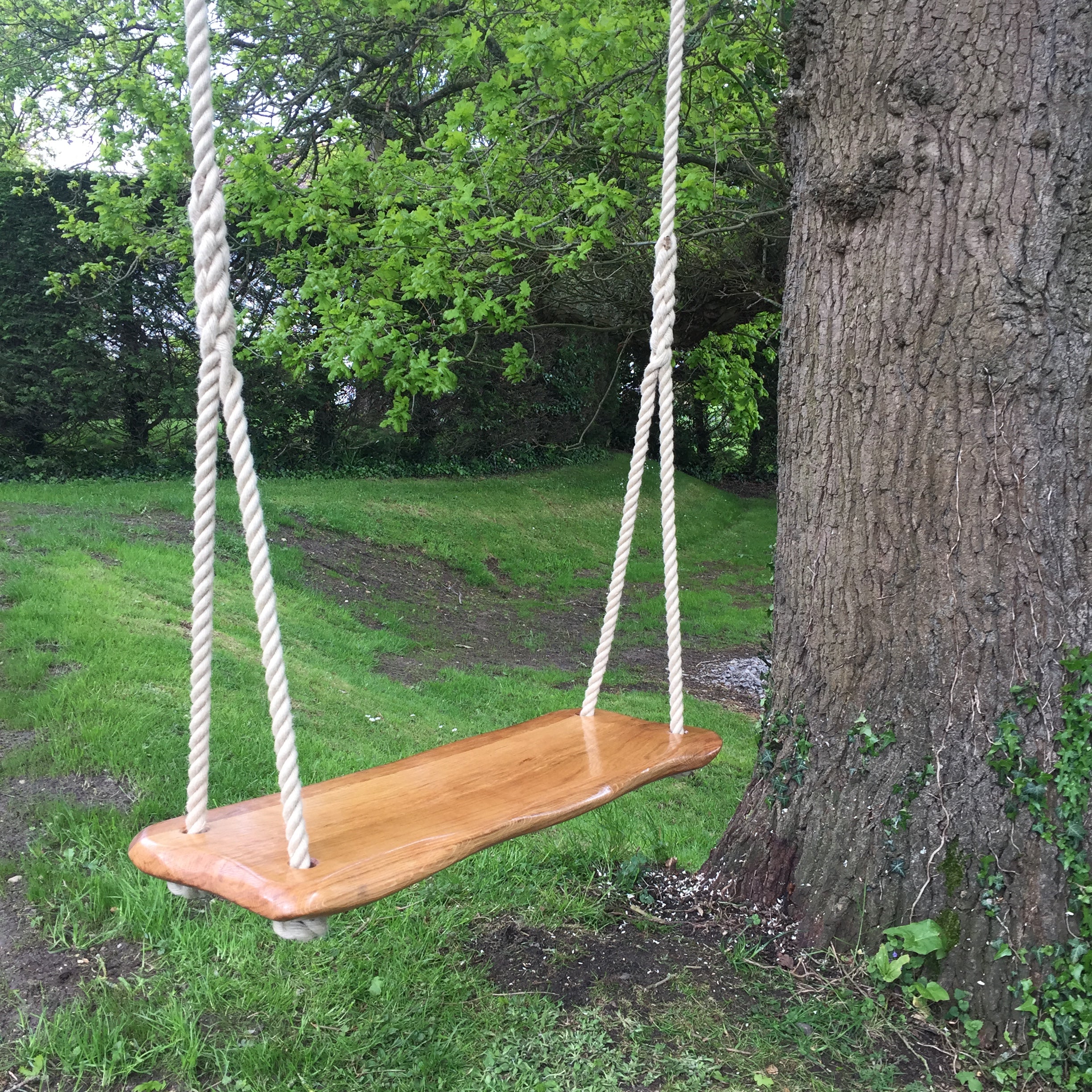 Natural Edged Solid Oak Tree Swing - Double Adult Size - The Fine Wooden  Article Company