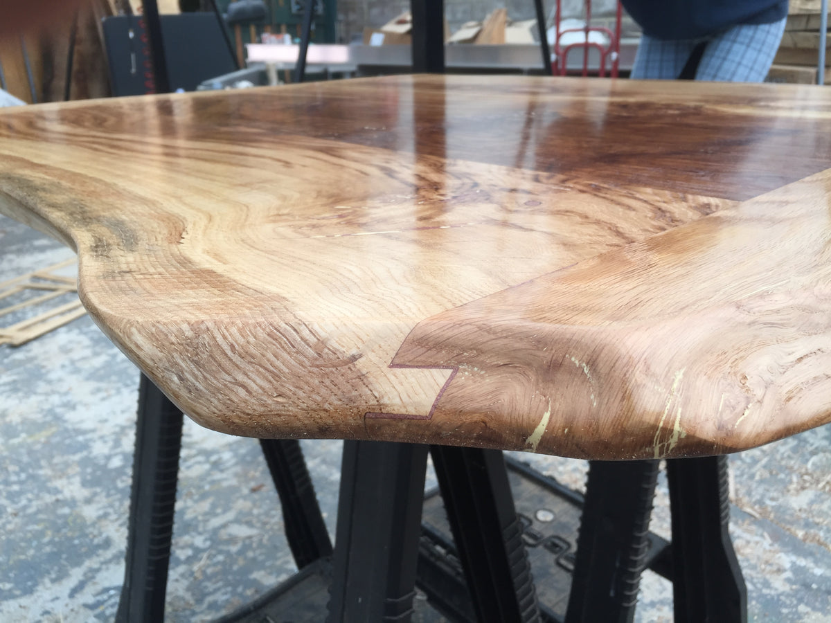 Solid English Oak Dining Table, Natural edged. 100x90cm