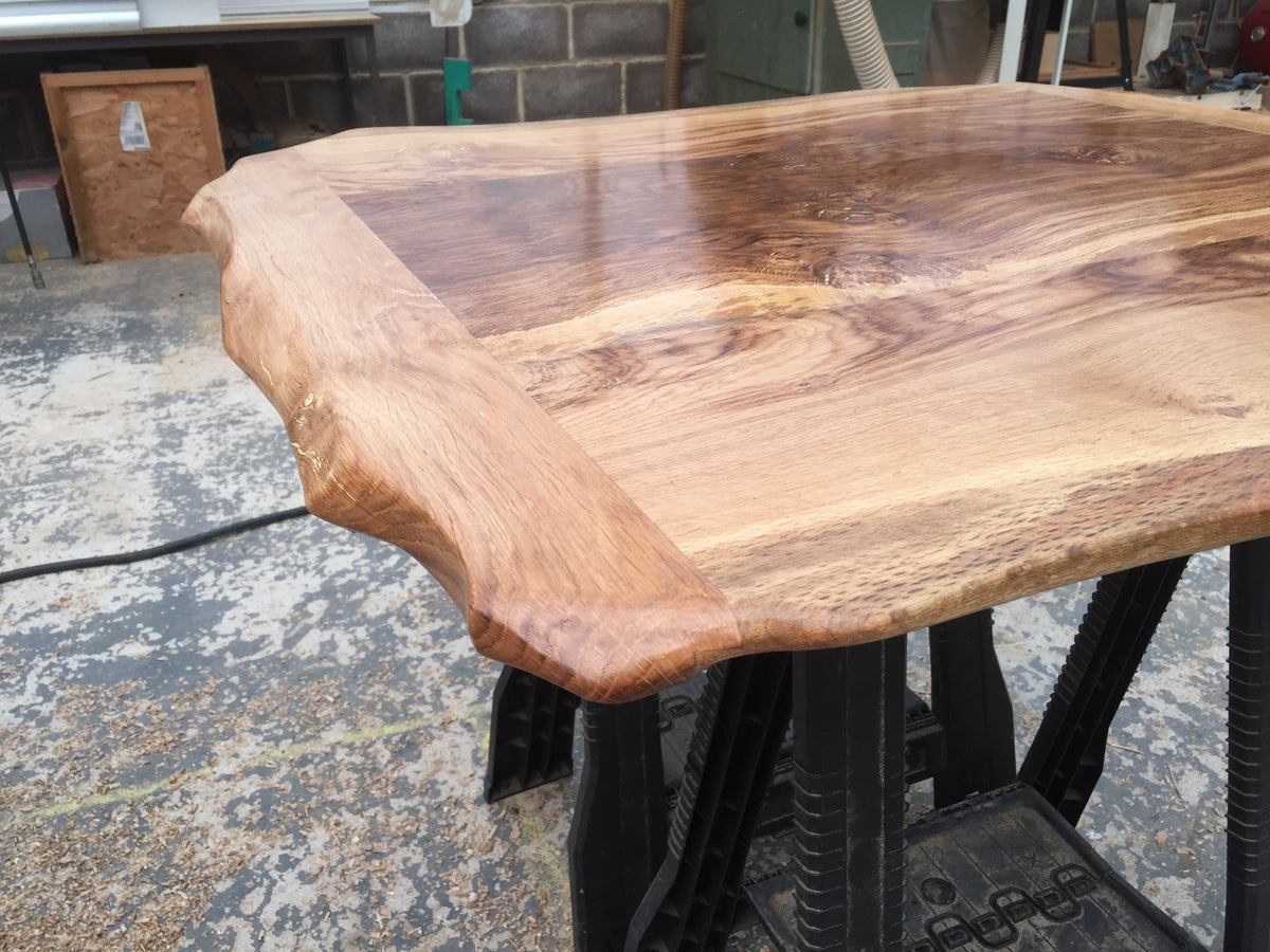 Solid English Oak Dining Table, Natural edged. 100x90cm