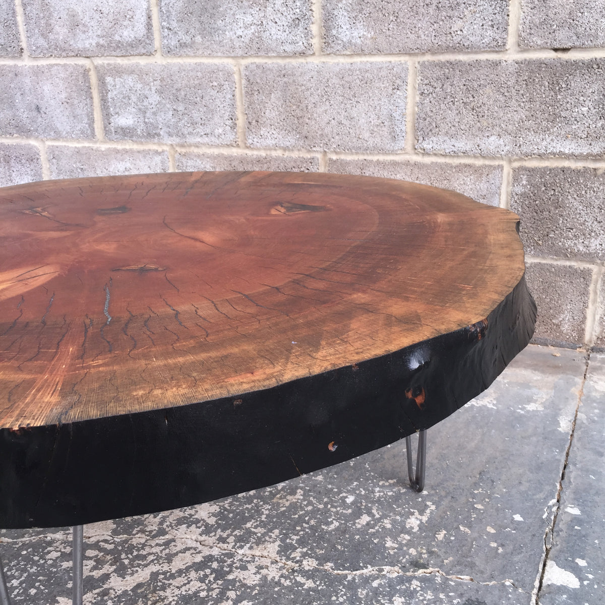 London Plane Round Coffee Table, with metal legs