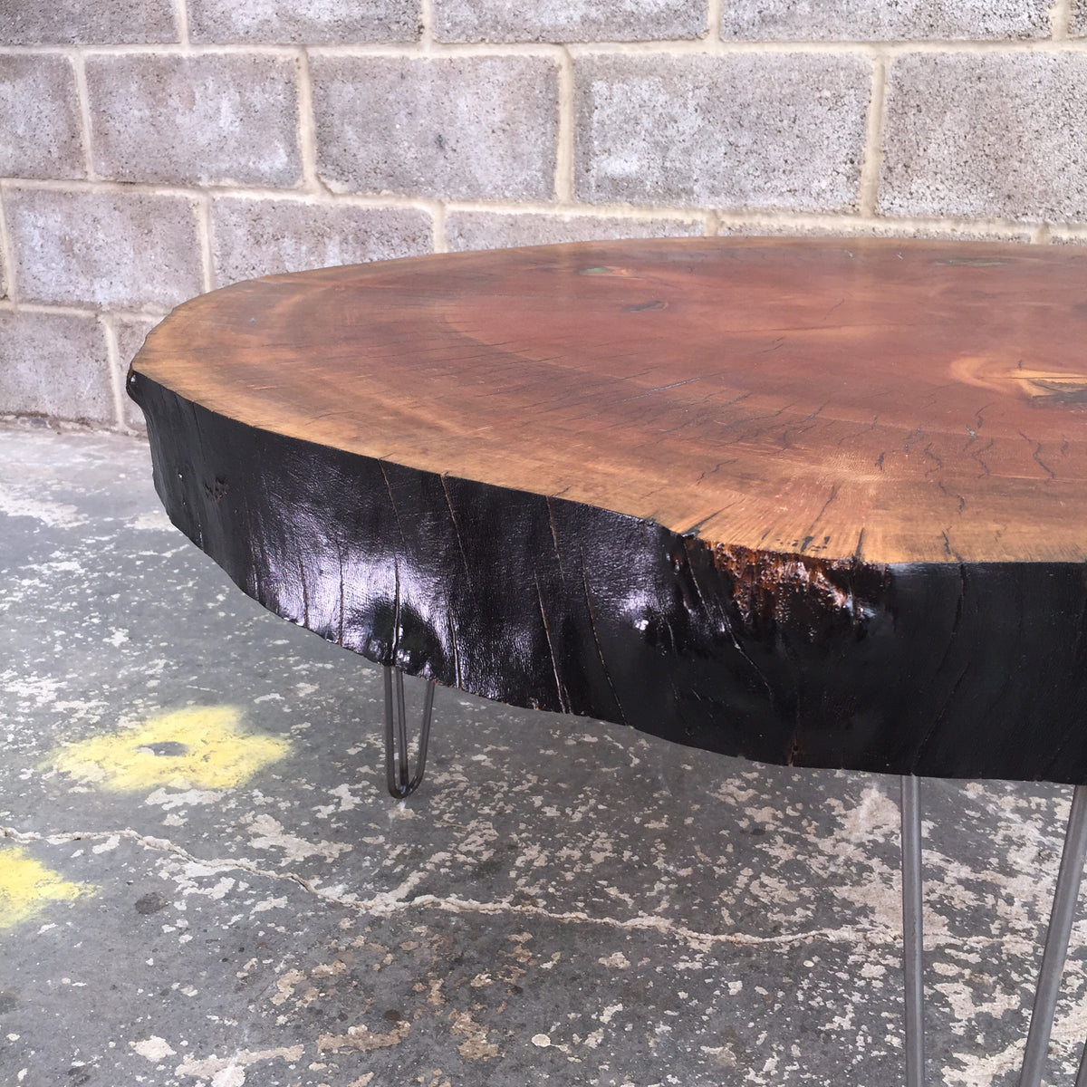 London Plane Round Coffee Table, with metal legs
