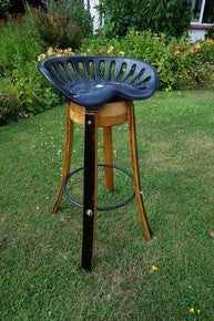 Bar stool design from vintage cast iron tractor seat &amp; genuine French Oak wine barrels, for homes, restaurants. Handcrafted in our Gloucestershire workshop, UK. The Fine Wooden Article Company.