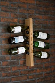 Engraved A 6 bottle wall-mounted wine rack handcrafted in our workshop from sustainably sourced solid Oak, Walnut, Wenge or Bamboo for home &amp; commercial interiors. UK.