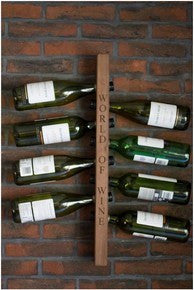 Engraved An 8 bottle wall-mounted wine rack handcrafted in our workshop from sustainably sourced solid Oak, Walnut, Wenge or Bamboo for home &amp; commercial interiors. UK. The Fine Wooden Article Company.
