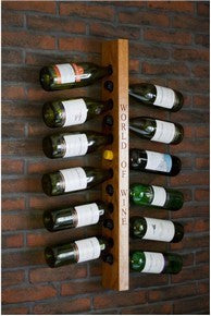Engraved A 12 bottle wall-mounted wine rack handcrafted in our workshop from sustainably sourced solid Oak, Walnut, Wenge or Bamboo for home &amp; commercial interiors. UK. The Fine Wooden Article Company