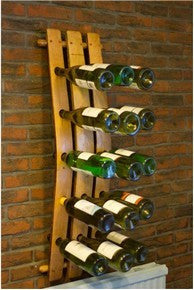 A 15 bottle wall-mounted wine rack designed from a vintage Oak barrel stave for home &amp; commercial interiors, handcrafted in our Gloucestershire workshop, UK. The Fine Wooden Article Company.