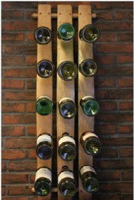 A 15 bottle wall-mounted wine rack designed from a vintage Oak barrel stave for home &amp; commercial interiors, handcrafted in our Gloucestershire workshop, UK. The Fine Wooden Article Company.